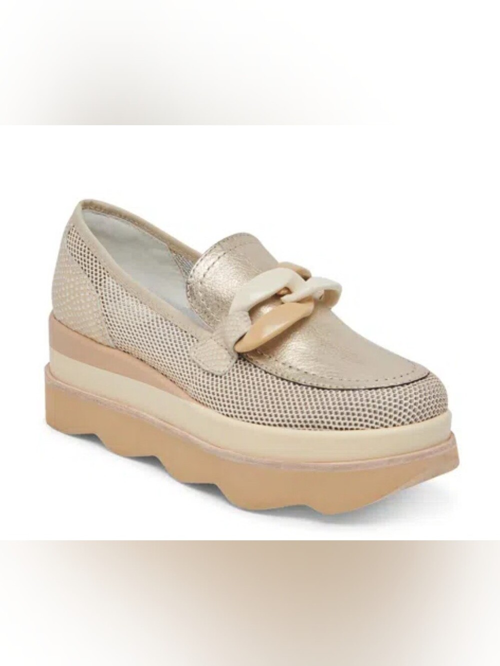 Dolce Vita Beige Mesh Jackson Platform Loafer Size 7.5
